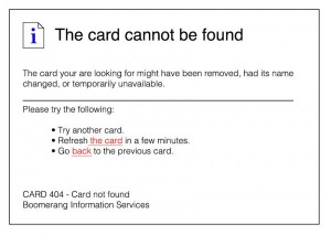 The card cannot be found