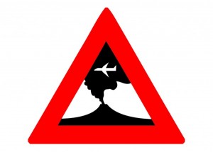 waarschuwing vulkanisch as verkeersbord